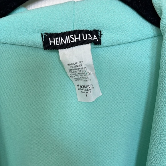 NWT Heimish Asymmetrical Mint Ruffled Open Blazer Small - Picture 3 of 4